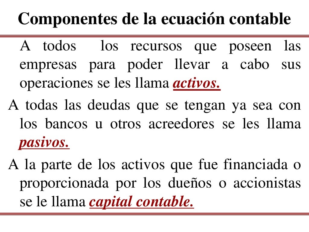 Ecuacion contable Ecuacion contable