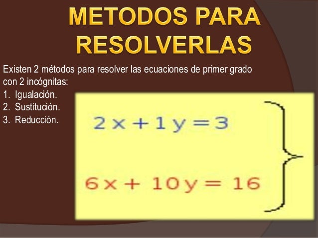 Ecuaciones de primer grado con 2 incognitas