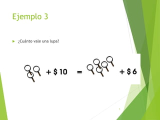 Ejemplo 3
 ¿Cuánto vale una lupa?
3
 