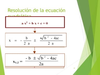 Resolución de la ecuación
cuadrática
42
 