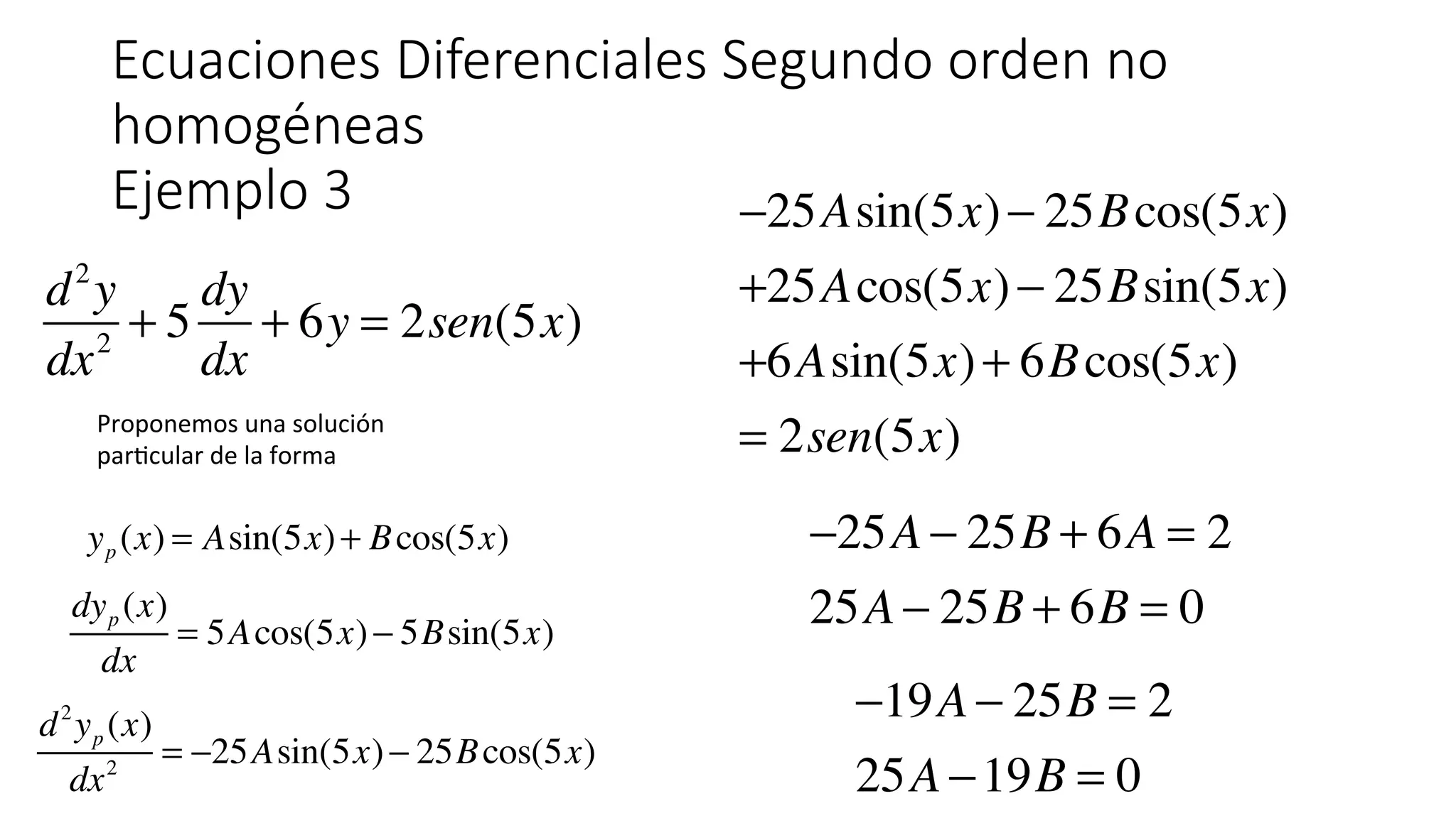 Ecuaciones No Homogeneas De Segundo Orden
