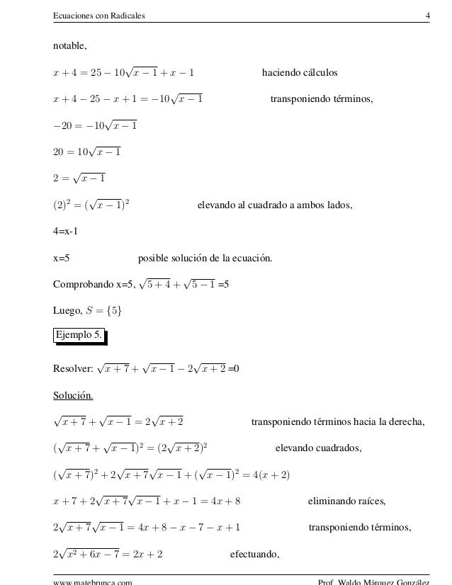 Ecuaciones con radicales_resueltas