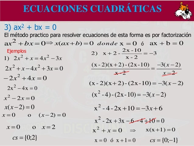 Ecuaciones cuadraticas 2014