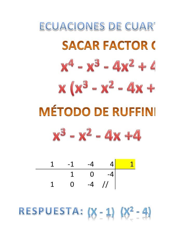 Ecuaciones de cuarto grado Ecuaciones de cuarto grado