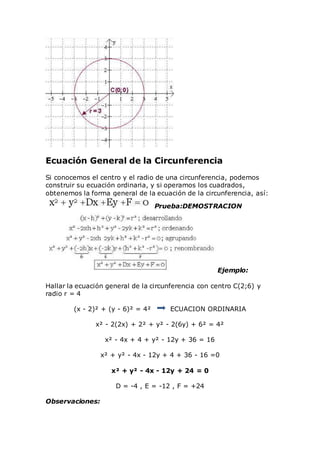 Ecuaciones de la circunferencia y parabola. | DOCX