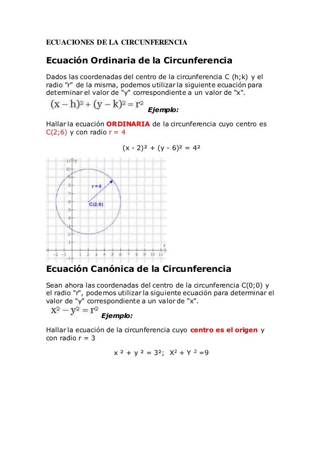 Ecuaciones De La Circunferencia Y Parabola