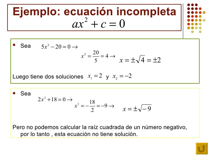 Resultado de imagen de imagenes ecuaciones de 2o grado incompletas