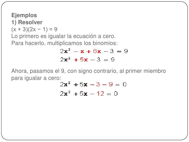 Ecuaciones de segundo grado