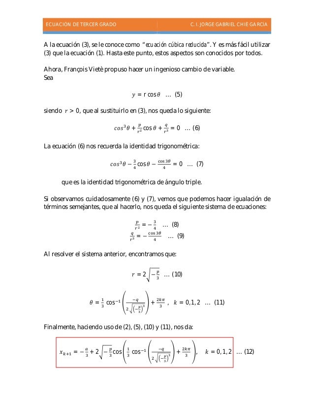 Ecuaciones de tercer grado