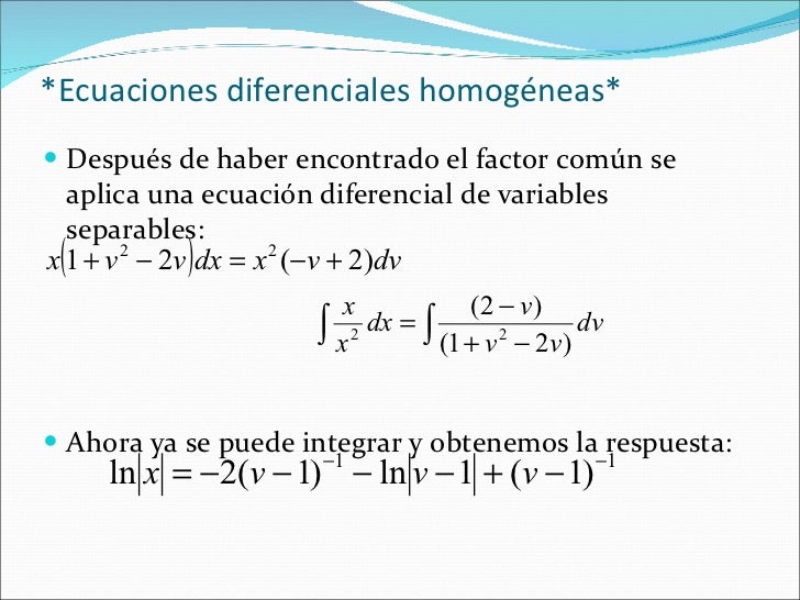 Ecuaciones diferenciales homogeneas
