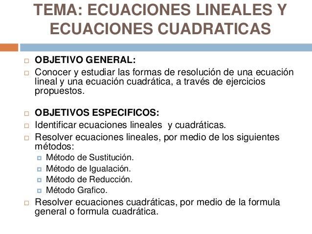 Definicion De Ecuaciones Lineales Y Cuadraticas es.slideshare.net