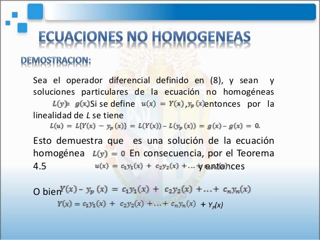 Ecuaciones no homogéneas