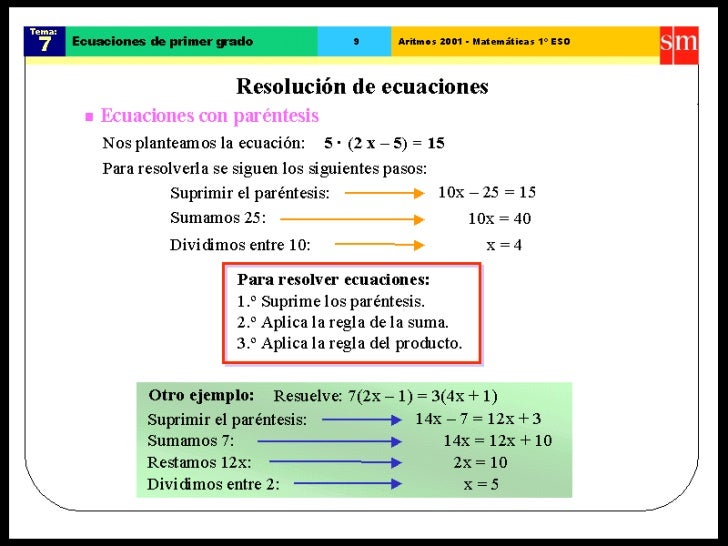 Ecuaciones Primer Grado 1 Eso