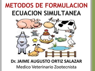 METODOS DE FORMULACION
ECUACION SIMULTANEA
Dr. JAIME AUGUSTO ORTIZ SALAZAR
Medico Veterinario Zootecnista
 