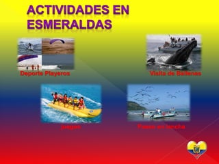 Deporte Playeros         Visita de Ballenas




             juegos   Paseo en lancha
 