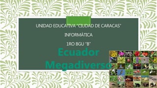 UNIDAD EDUCATIVA “CIUDAD DE CARACAS”
INFORMÁTICA
1RO BGU “B”
Ecuador
Megadiverso
 