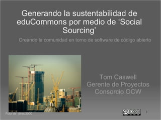 Generando la sustentabilidad de eduCommons por medio de ‘Social Sourcing’ ,[object Object],Tom Caswell Gerente de  Proyectos Consorcio OCW Foto de  dirac3000 