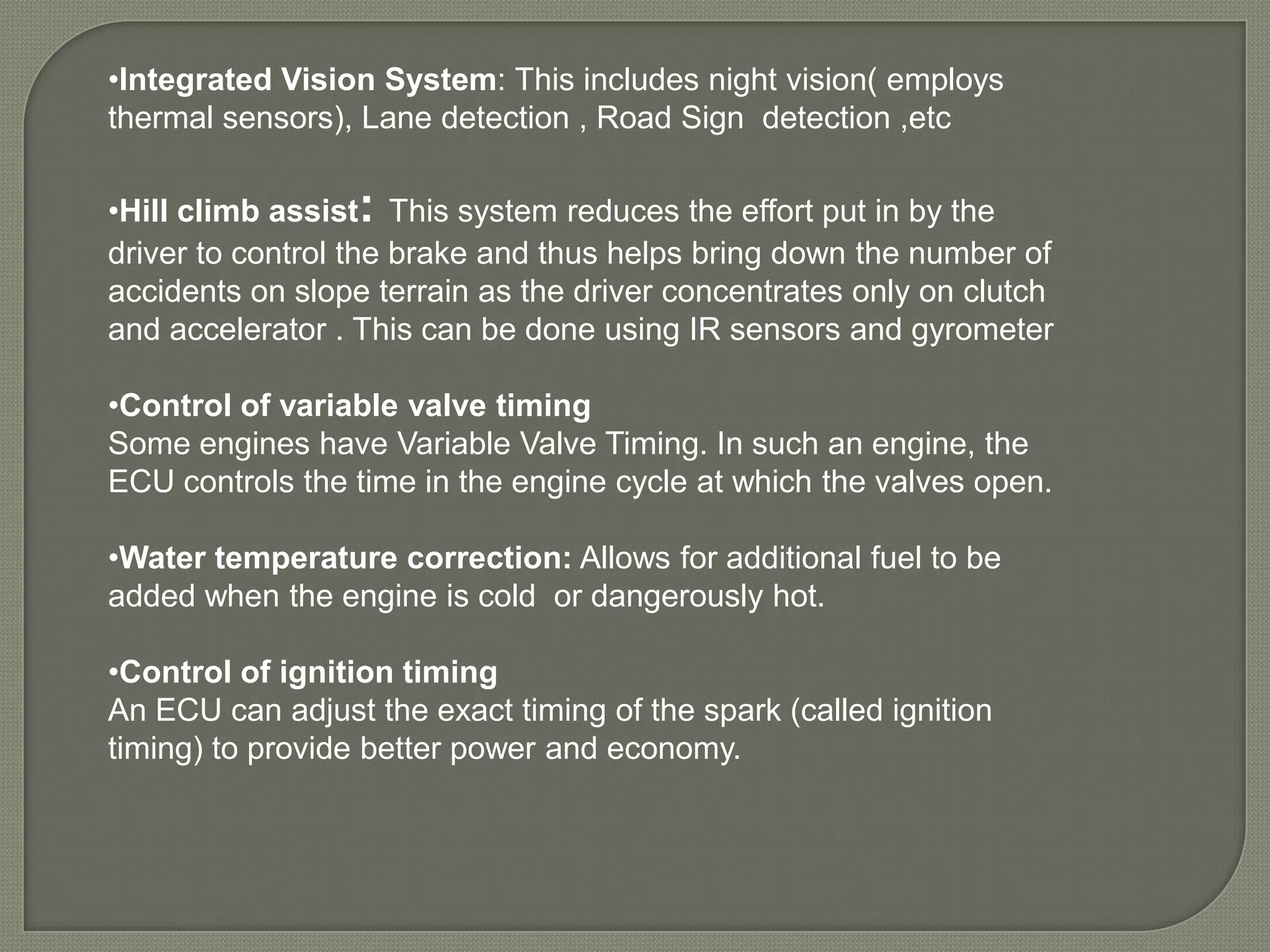 Wheel speed sensors and Throttle position sensors: Using rotary sensors and potentiometers.