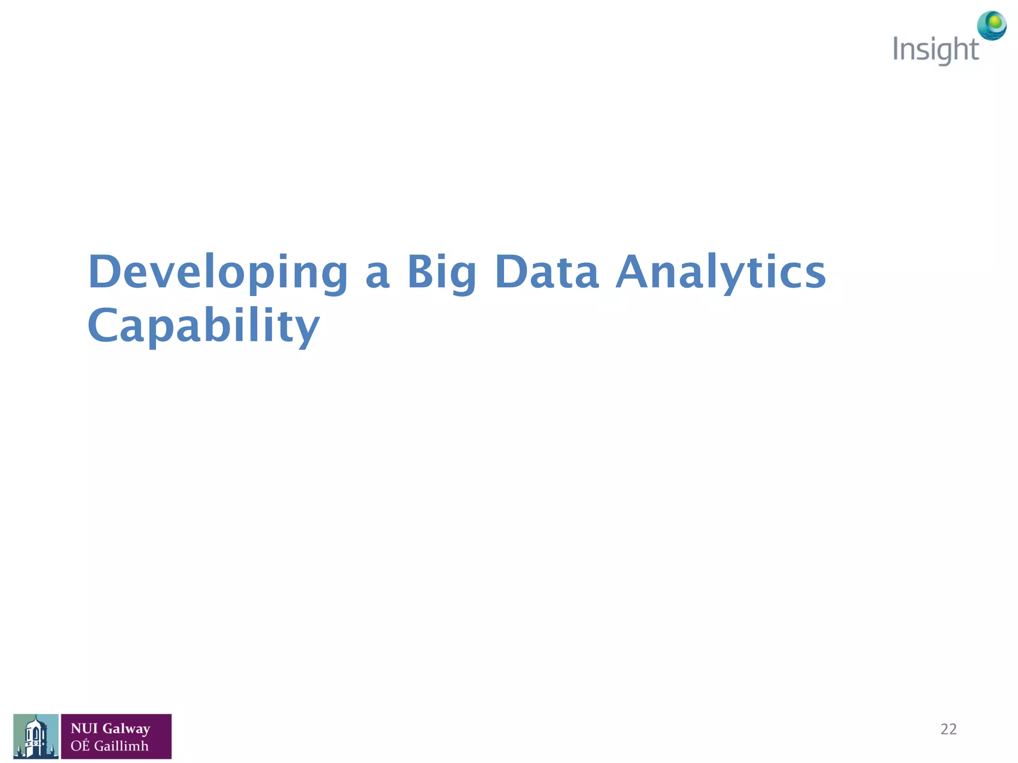 Developing a Big Data Analytics
Capability
22	
 