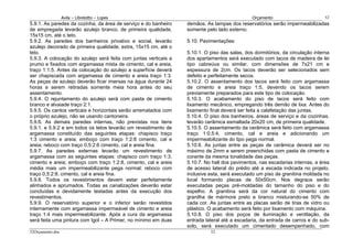 Avila – Librelotto – Lopes                                                   Orçamento                        52
5.9.1. As paredes da cozinha, da área de serviço e do banheiro    demãos. As tampas dos reservatórios serão impermeabilizadas
de empregada levarão azulejo branco, de primeira qualidade,       somente pelo lado externo.
15x15 cm, até o teto.
5.9.2. As paredes dos banheiros privativo e social, levarão       5.10. Pavimentações:
azulejo decorado de primeira qualidade, extra, 15x15 cm, até o
teto.                                                             5.10.1. O piso das salas, dos dormitórios, da circulação interna
5.9.3. A colocação do azulejo será feita com juntas verticais a   dos apartamentos será executado com tacos de madeira de lei
prumo e fixados com argamassa mista de cimento, cal e areia,      tipo cabreúva ou similar, com dimensões de 7x21 cm e
traço 1:1:5. Antes da colocação do azulejo a superfície deverá    espessura de 2cm. Os tacos deverão ser selecionados sem
ser chapiscada com argamassa de cimento e areia traço 1:3.        defeito e perfeitamente secos.
As peças de azulejo deverão ficar imersas na água durante 24      5.10.2. O assentamento dos tacos será feito com argamassa
horas e serem retiradas somente meia hora antes do seu            de cimento e areia traço 1:5, devendo os tacos serem
assentamento.                                                     previamente preparados para este tipo de colocação.
5.9.4. O rejuntamento do azulejo será com pasta de cimento        5.10.3. O acabamento do piso de tacos será feito com
branco e alvaiade traço 2:1.                                      lixamento mecânico, empregando três demão de lixa. Antes do
5.9.5. Os cantos verticais e horizontais serão arrematados com    lixamento final deverá ser feita a calafetação das juntas.
o próprio azulejo, não se usando cantoneira.                      5.10.4. O piso dos banheiros, áreas de serviço e da cozinhas,
5.9.6. As demais paredes internas, não previstas nos itens        levarão cerâmica esmaltada 20x20 cm, de primeira qualidade.
5.9.1. e 5.9.2 e em todos os tetos levarão um revestimento de     5.10.5. O assentamento da cerâmica será feito com argamassa
argamassa constituído das seguintes etapas: chapisco traço        traço 1:0,5:4, cimento, cal e areia e adicionando um
1:3 cimento e areia; emboço com traço 1:2:8 cimento, cal e        impermeabilizante do tipo pega normal.
areia; reboco com traço 0,5:2:6 cimento, cal e areia fina.        5.10.6. As juntas entre as peças de cerâmica deverá ser no
5.9.7. As paredes externas levarão um revestimento de             máximo de 2mm e serem preenchidas com pasta de cimento e
argamassa com as seguintes etapas: chapisco com traço 1:3,        corante da mesma tonalidade das peças.
cimento e areia; emboço com traço 1:2:8, cimento, cal e areia     5.10.7. No hall dos pavimentos, nas escadarias internas, a área
média mais um impermeabilizante pega normal; reboco com           de acesso lateral do prédio até a escada indicada no projeto,
traço 0,5:2:8, cimento, cal e areia fina.                         inclusive esta, será executado um piso de granitina moldada no
5.9.8. Todos os revestimentos devem estar perfeitamente           local formando placas de 50x50cm. Nos degraus serão
alinhados e aprumados. Todas as canalizações deverão estar        executadas peças pré-moldadas do tamanho do piso e do
concluídas e devidamente testadas antes da execução dos           espelho. A granitina será da cor natural do cimento com
revestimentos.                                                    granilha de mármore preto e branco misturando-se 50% de
5.9.9. O reservatório superior e o inferior serão revestidos      cada cor. As juntas entre as placas serão de tiras de vidro ou
internamente com argamassa impermeável de cimento e areia         plástico. O acabamento será feito por lixamento com máquina.
traço 1:4 mais impermeabilizante. Após a cura da argamassa        5.10.8. O piso dos poços de iluminação e ventilação, da
será feita uma pintura com Igol – A Primer, no mínimo em duas     entrada lateral até a escadaria, da entrada de carros e do sub-
                                                                  solo, será executado um cimentado desempenhado, com
52Orçamento.doc                                                             52
 