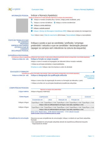 Ecv template pt | DOC