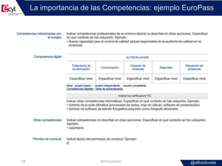 @alfredovela
La importancia de las Competencias: ejemplo EuroPass
#ECYLempleo58
 