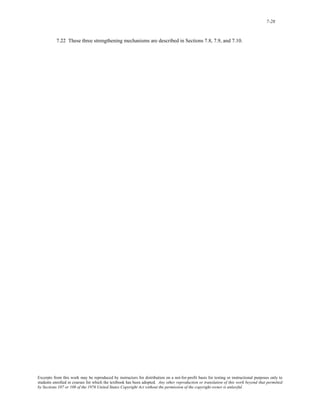 7-28 
7.22 These three strengthening mechanisms are described in Sections 7.8, 7.9, and 7.10. 
Excerpts from this work may be reproduced by instructors for distribution on a not-for-profit basis for testing or instructional purposes only to 
students enrolled in courses for which the textbook has been adopted. Any other reproduction or translation of this work beyond that permitted 
by Sections 107 or 108 of the 1976 United States Copyright Act without the permission of the copyright owner is unlawful. 
 