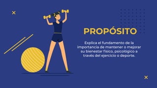 Explica el fundamento de la
importancia de mantener o mejorar
su bienestar físico, psicológico a
través del ejercicio o deporte.
PROPÓSITO
 