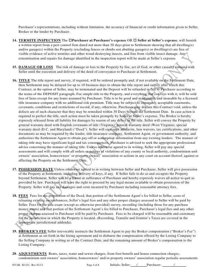 sales contract for house