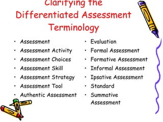 Ed 471 Differentiated Assessment Strategies2 | PPT