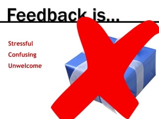 Feedback is…
Stressful
Confusing
Unwelcome
 