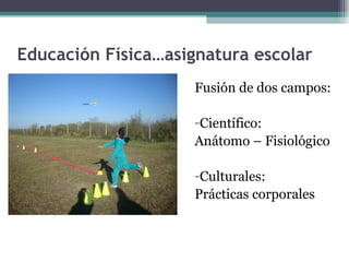 Educación Física…asignatura escolar
                     Fusión de dos campos:

                     -Científico:
                     Anátomo – Fisiológico

                     -Culturales:
                     Prácticas corporales
 