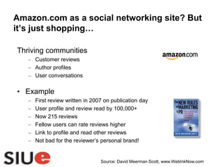 Amazon.com as a social networking site? But it’s just shopping…Thriving communitiesCustomer reviews