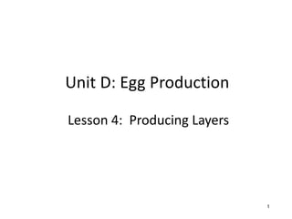Unit D: Egg Production
Lesson 4: Producing Layers
1
1
 