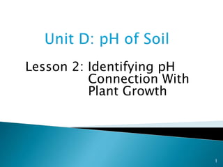 Lesson 2: Identifying pH
Connection With
Plant Growth
1
 