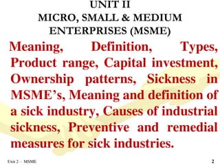 Entrepreneurship development - Micro Small and Medium Enterprises | PDF
