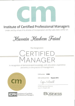 ICPM - Certificate and Code of Ethics