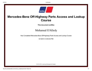 Certification Mercedes Parts access and Lookup Course