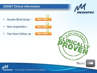 EDSWT Clinical information
• Double Blind Study -
• Non-responders -
• Two Years follow up -
 
