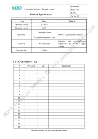 Signage Touch Screen Specification.pdf 1.78 inch 368x488 OLED Display Touch Panel | PDF