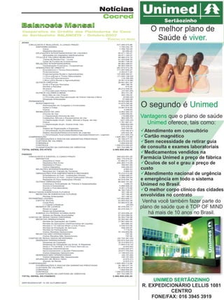 Notícias
Cocred
Balancete Mensal
Cooperativa de Crédito dos Plantadores de Cana
de Sertãozinho BALANCETE - Outubro/2007
Valores em Reais

Revista Canavieiros - Dezembro de 2007

19

 