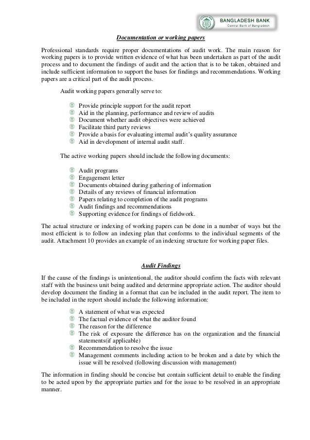 risk based internal audit in bangladesh bank standard internal audit report format