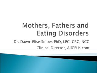 Dr. Dawn-Elise Snipes PhD, LPC, CRC, NCC Clinical Director, AllCEUs.com 