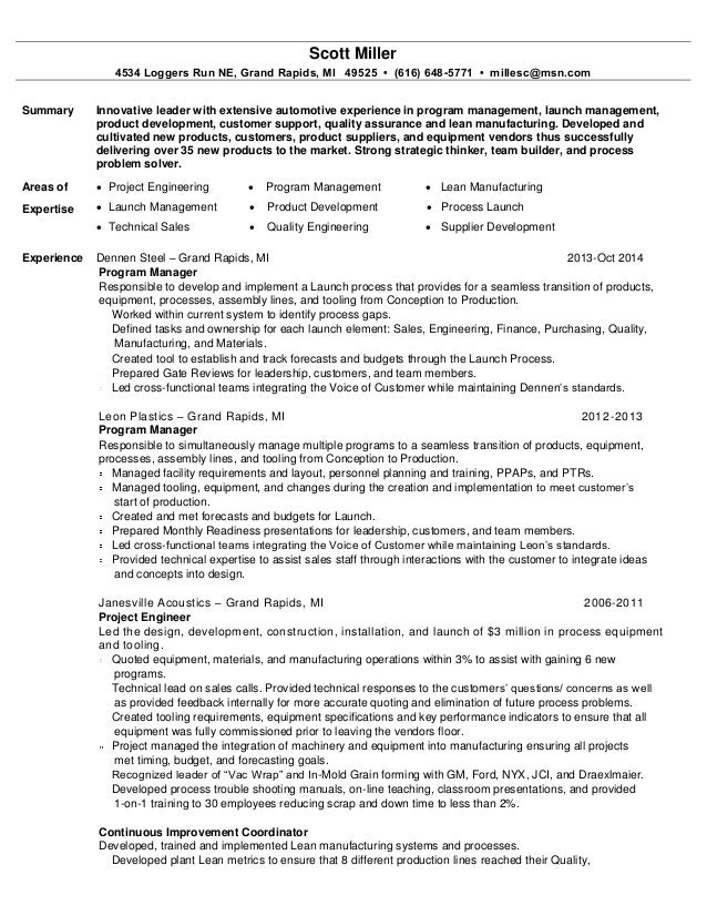 lean manufacturing resumes