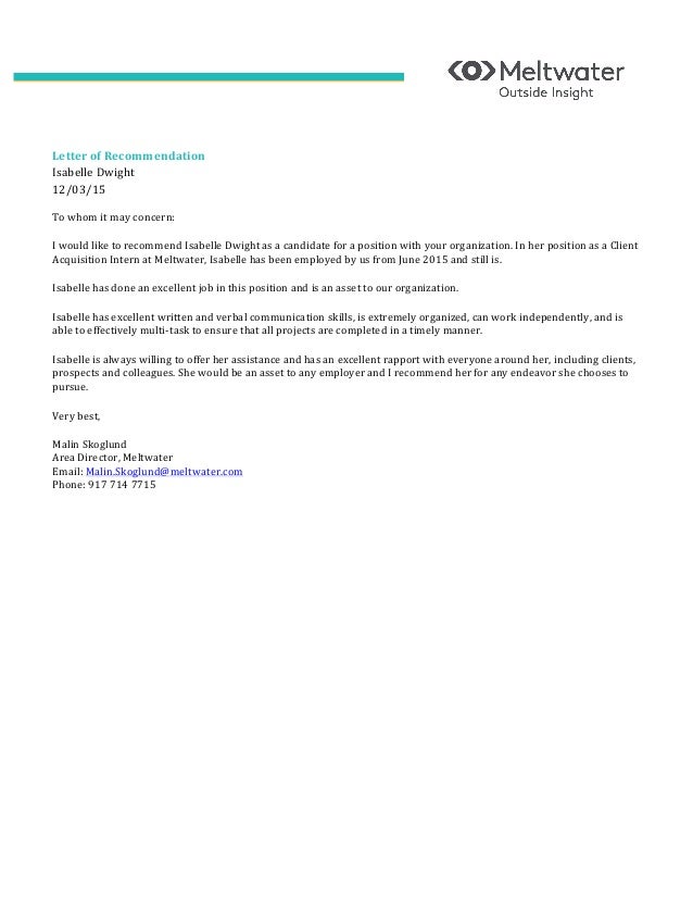 letter of recommendation isabelle dwight dwight recommendation letter