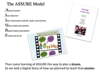 Then came learning of ASSURE-fire way to plan a lesson,So we told a Digital Story of how we planned to teach that session.