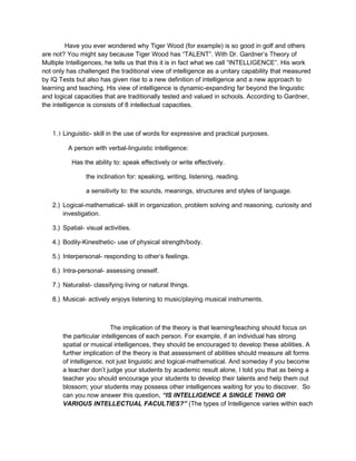 PRINCIPLES OF TEACHING: Multiple Intelligences | PDF
