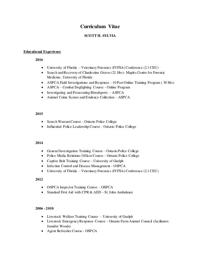 Personal Cv For Scott Sylvia