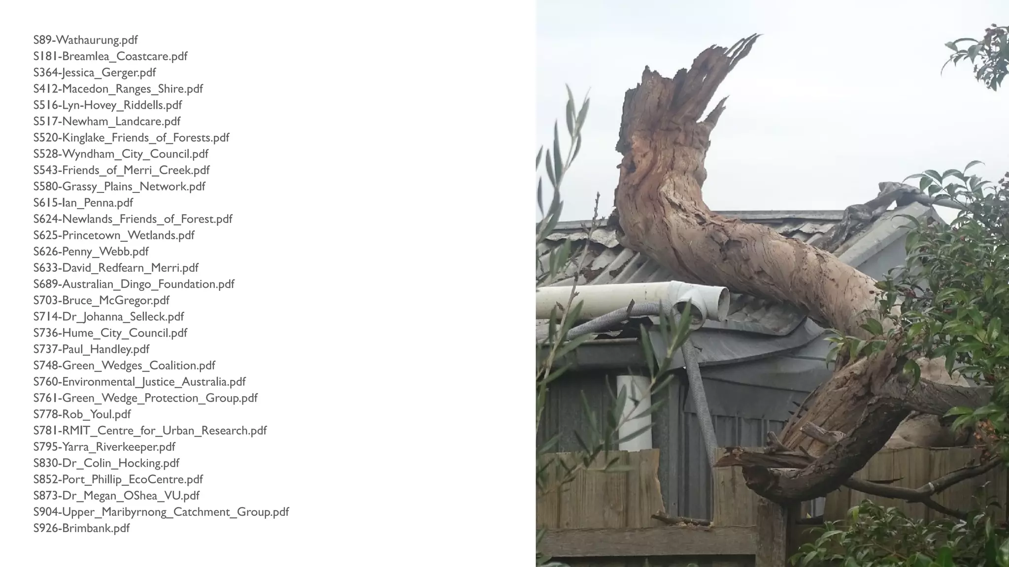 S89-Wathaurung.pdf
S181-Breamlea_Coastcare.pdf
S364-Jessica_Gerger.pdf
S412-Macedon_Ranges_Shire.pdf
S516-Lyn-Hovey_Riddells.pdf
S517-Newham_Landcare.pdf
S520-Kinglake_Friends_of_Forests.pdf
S528-Wyndham_City_Council.pdf
S543-Friends_of_Merri_Creek.pdf
S580-Grassy_Plains_Network.pdf
S615-Ian_Penna.pdf
S624-Newlands_Friends_of_Forest.pdf
S625-Princetown_Wetlands.pdf
S626-Penny_Webb.pdf
S633-David_Redfearn_Merri.pdf
S689-Australian_Dingo_Foundation.pdf
S703-Bruce_McGregor.pdf
S714-Dr_Johanna_Selleck.pdf
S736-Hume_City_Council.pdf
S737-Paul_Handley.pdf
S748-Green_Wedges_Coalition.pdf
S760-Environmental_Justice_Australia.pdf
S761-Green_Wedge_Protection_Group.pdf
S778-Rob_Youl.pdf
S781-RMIT_Centre_for_Urban_Research.pdf
S795-Yarra_Riverkeeper.pdf
S830-Dr_Colin_Hocking.pdf
S852-Port_Phillip_EcoCentre.pdf
S873-Dr_Megan_OShea_VU.pdf
S904-Upper_Maribyrnong_Catchment_Group.pdf
S926-Brimbank.pdf
 