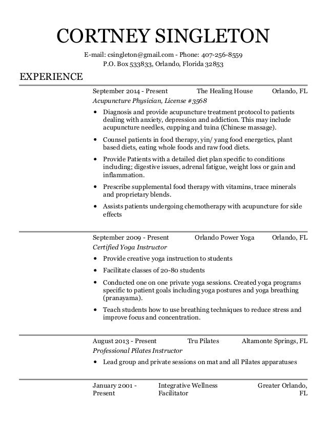 cs acupuncture physician resume